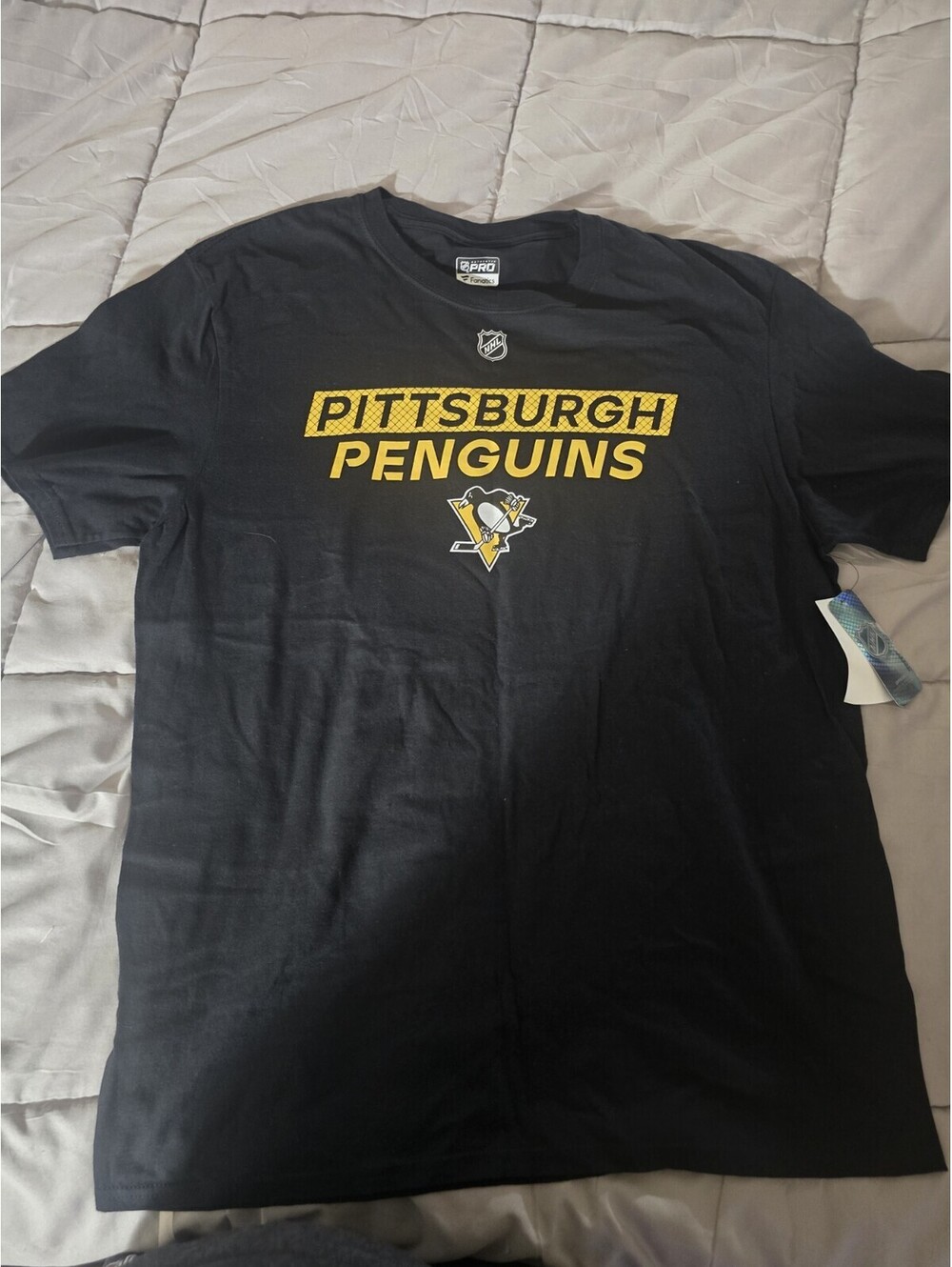 pittsburgh penguins fanatics authentic pro Black T-shirt Size Large New With...